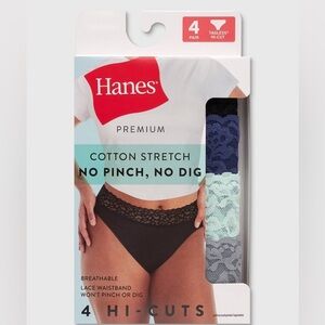 NWT Hanes Premium cotton stretch, no pinch, no dig high cut underwear-Size 6/M